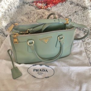 Turquoise Prada small leather bag